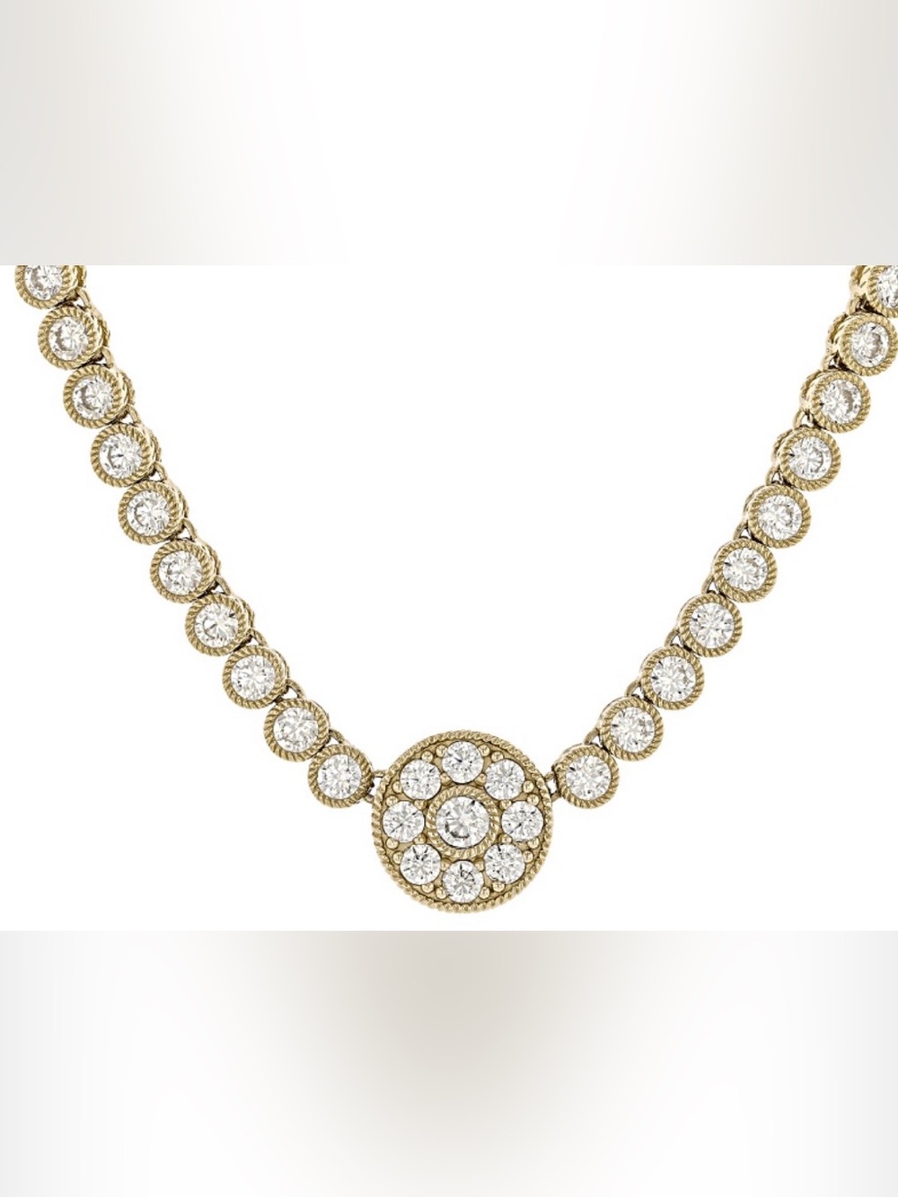 Judith Ripka Haute Bezel CZ Tennis Necklace 14K Gold Clad 29.33ctw 18” NEW
